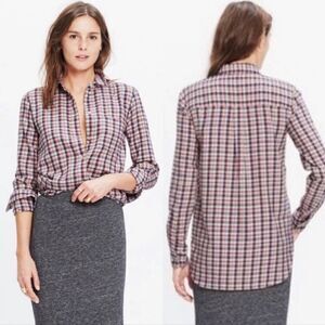 Madewell Flannel Slim Boyshirt in Palma Plaid
